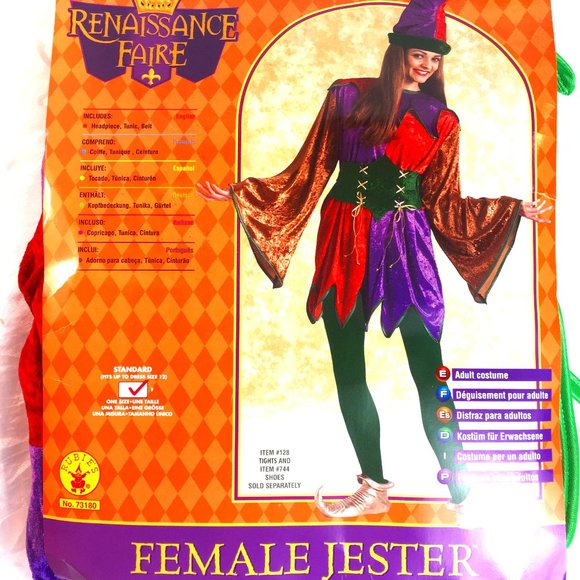 Jester Mardi Gras  Renaissance Christmas Elf Costume NWT - Picture 1 of 8